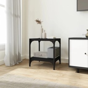 Mobile Porta Tv Nero 40x33x41 Cm İn Legno Multistrato E Acciaio /