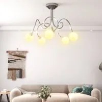 Lampada Soffitto con Paralumi Tondi in Vetro per 5 Luci LED G9 337907