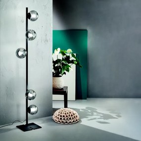 Piantana in metallo Nero con 5 diffusori in vetro Fumč MONILE H170 cm