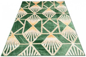 Tappeto verde di tendenza con motivi geometrici dorati Larghezza: 80 cm | Lunghezza: 150 cm