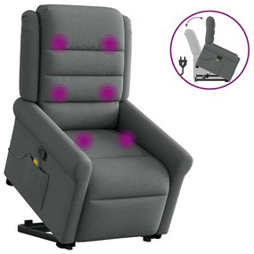 Poltrona Alzapersona Massaggi Reclinabile Grigio Scuro Tessuto /