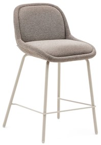 Kave Home - Sgabello Aimin in ciniglia marrone chiaro e gambe in acciaio con finitura verniciata beige