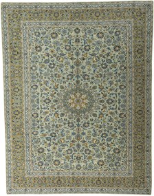 Kashan Tappeto 400x310 Verde (Iran) Annodato A Mano