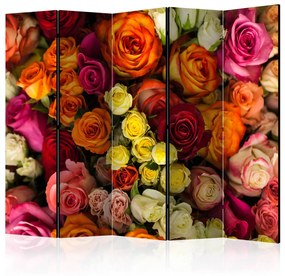Paravento Bouquet di Rose II - paesaggio romantico di fiori colorati