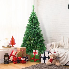 Costway Albero di natale artificiale 150cm in PVC con 350 rami, supporto in metallo e piedi in gomma Verde