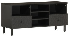 Mobile Porta Tv Nero 100x33x46 Cm İn Legno Massello Di Mango /