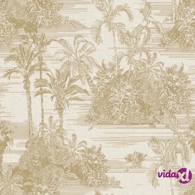 DUTCH WALLCOVERINGS Carta da Parati "Tropical" Beige e Oro