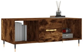 Tavolino da salotto rovere fumo 102x50x40 cm legno multistrato