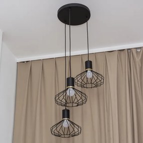 Lampadario a sospensione con cavo SOLANO 3xE27/15W/230V nero/oro