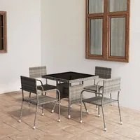 Set Mobili da Pranzo per Giardino 5 pz in Polyrattan Grigio 3059443