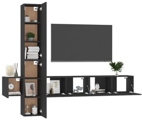 Set di mobili porta tv 5 pz nero in legno multistrato