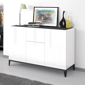 Credenza Sunrise: Sideboard 3 Ante + 1 Cassetto 120 x 40 x 82 cm Bianco Lucido