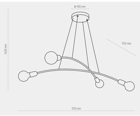 Lampadario a sospensione con filo HELIX 4xE27/60W/230V oro