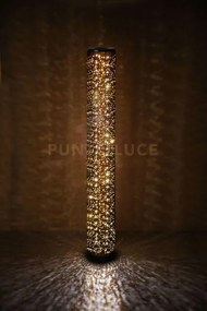 Taco piantana led 8w 800lm, 3000k tessuto forato nero e oro h.103cm