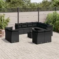 Set Divani da Giardino 12 pz con Cuscini Nero in Polyrattan 3218515