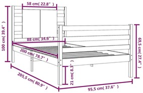 Giroletto Bianco in Legno Massello di Pino 90x200 cm