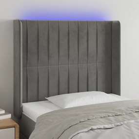 Testiera A Led Grigio Chiaro 103x16x118/128 Cm İn Velluto /