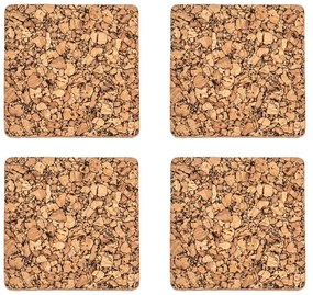 Sottobicchieri in sughero di colore naturale in set di 4 pezzi Querco - ZicZac
