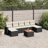 Set Divani da Giardino con Cuscini 8 pz Nero in Polyrattan 3256581