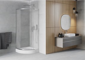 Mexen Rio cabina doccia semicircolare 70 x 70 cm, brina, cromo + piatto doccia, bianco - 863-070-070-01-30-4710