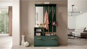 Mobile Da Ingresso  Con Scarpiera Appendiabiti E Specchio Lind Verde