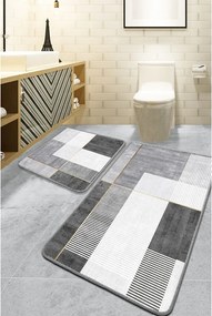 Set di tappetini per il bagno grigi 2 pz 60x100 cm Pendor – Foutastic