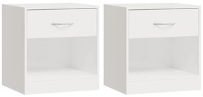 Comodini 2 pz con cassetto in bianco lucido