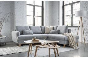 Divano angolare grigio chiaro allungabile/con contenitore (con penisola a destra/a L) Scandic Lagom – Miuform