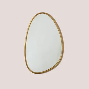 Specchio da parete per bagno in metallo Flora Dorato - Sklum