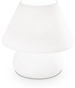 Lampada Da Scrivania-Ufficio Moderna Prato Vetro Bianco 1 Luce E27 Small