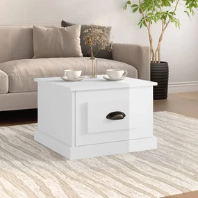 Tavolino Da Salotto Bianco Lucido 50x50x35 Cm Legno Multistrato /
