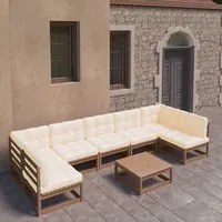 Set Divani da Giardino 8 pz Cuscini Miele in Massello di Pino 3077192