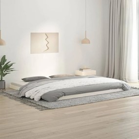 Giroletto Senza Materasso Bianco 200x200 Cm Legno Massello Pino /