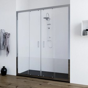 Porta doccia doppia anta scorrevole 170 cm trasparente Olmo