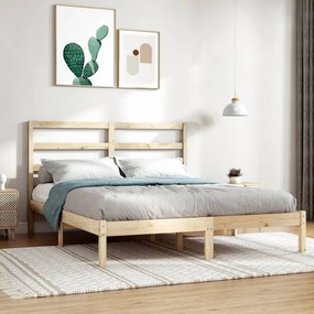 Letto Senza Materasso 140x190 Cm İn Legno Massello Di Pino /