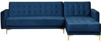 Divano letto ad angolo in tessuto capitonn in velluto blu navy moderna chaise longue a 4 posti componibile a L a 4 posti