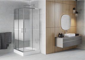 Mexen Rio cabina doccia quadrata 90 x 90 cm, fasce bianche, cromo + piatto doccia, bianco - 860-090-090-01-20-4510