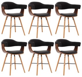 Sedie Da Pranzo 6 Pz Nere İn Similpelle E Legno Curvato /