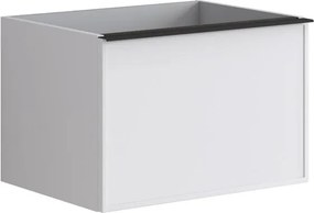 Mobile da bagno sospeso sotto lavabo Pixel frame 2 cassetti L 60 x H 40 x P 45.5 cm bianco laccato opaco, con maniglia alluminio nero opaco