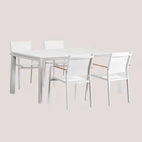 Set di Tavolo Rettangolare Allungabile in Alluminio (180-240x100 cm) - Sklum