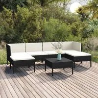 Set Divani da Giardino 7 pz con Cuscini in Polyrattan Nero cod mxl 38448