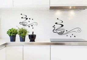 Adesivo murale per cucina due tazze di delizioso caffè 60 x 120 cm