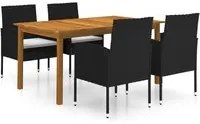 Set Mobili da Pranzo per Giardino 5 pz Nero cod mxl 42182