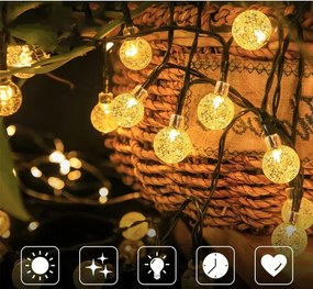 Catena decorativa solare LED 30xLED/8 funzioni 500 mAh 6,5 m IP67 bianco caldo
