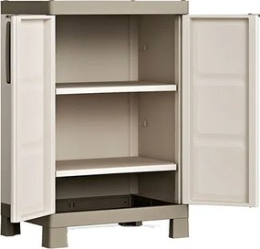 Armadio da Esterno 2 Ripiani 65x45x97H cm in Plastica Keter Excellence Basso Beige/Tortora...