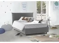 Letto piazza e mezza Ornella, Letto contenitore con rivestimento in tessuto, Made in Italy, Apertura frontale, adatto per materasso cm 120x190, Grigio