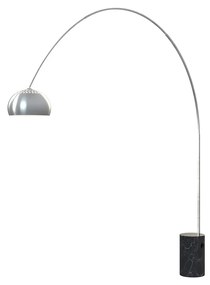 Piantana Contemporanea Turning Marmo Nero Cilindro Metallo Cromo 1 Luce E27