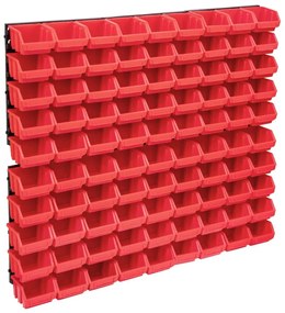 Kit Contenitori 96 Pz Con Pannelli A Parete Rosso E Nero /