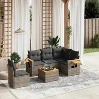 Set Divano da Giardino 6 pz con Cuscini Grigio in Polyrattan 3226823