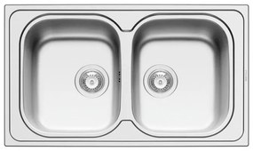 Lavello integrato 2 vasche DELINIA Amaltia Dekor inox L 50 x L 86 cm argento